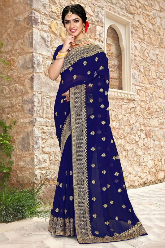 Navy Blue Georgette Saree NCSD10910411