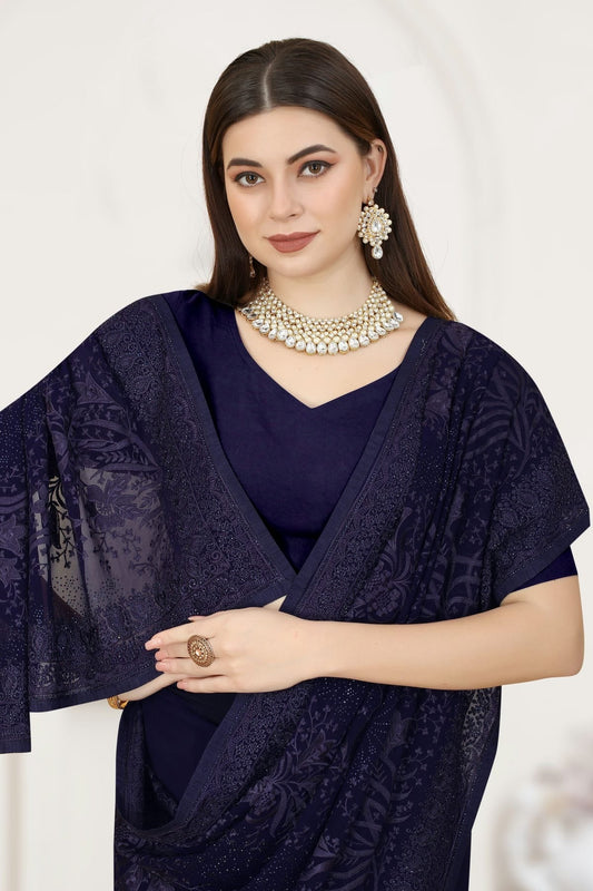 Navy Blue Georgette Saree NCSD10910417