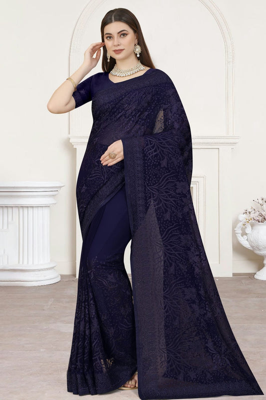 Navy Blue Georgette Saree NCSD10910417