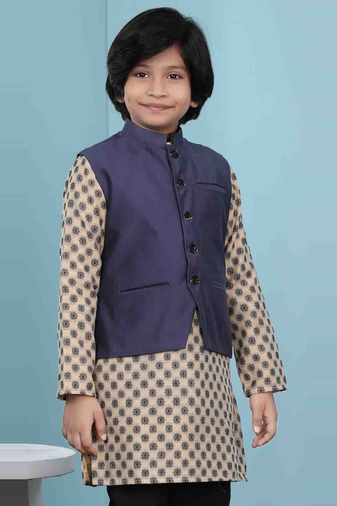 Navy Blue Handloom Silk Jacket  NCBW10710749