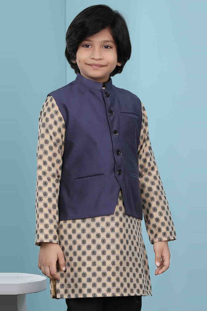 Navy Blue Handloom Silk Jacket  NCBW10710749