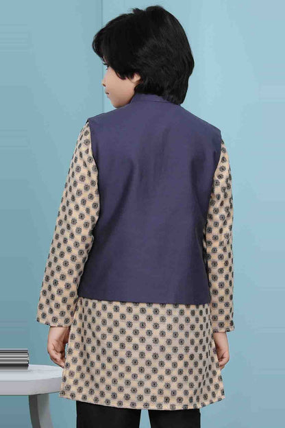 Navy Blue Handloom Silk Jacket  NCBW10710749