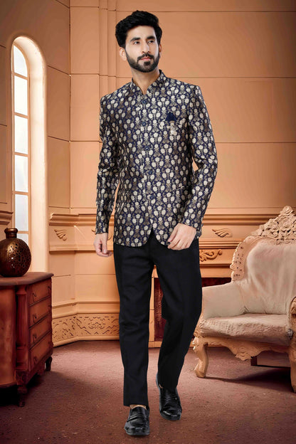 Navy Blue Jodhpuri In Jacquard NCJP11310118