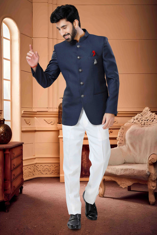 Navy Blue Jodhpuri In Terry Rayon NCJP11310108