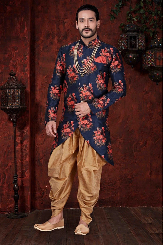 Navy Blue Kurta Pajama In Silk NCKP10410585