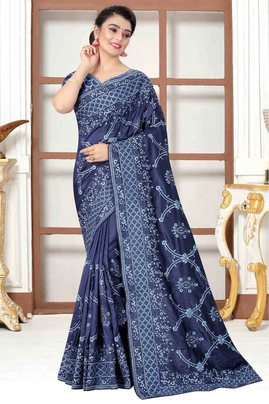 Navy Blue Modal Silk Designer Saree NCSD10910573