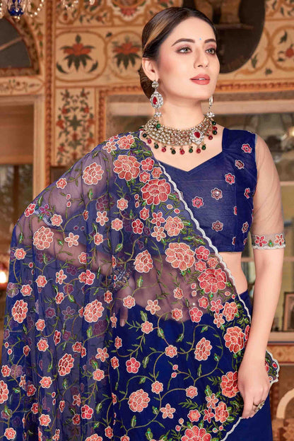 Navy Blue Net Designer Saree NCSD10910727