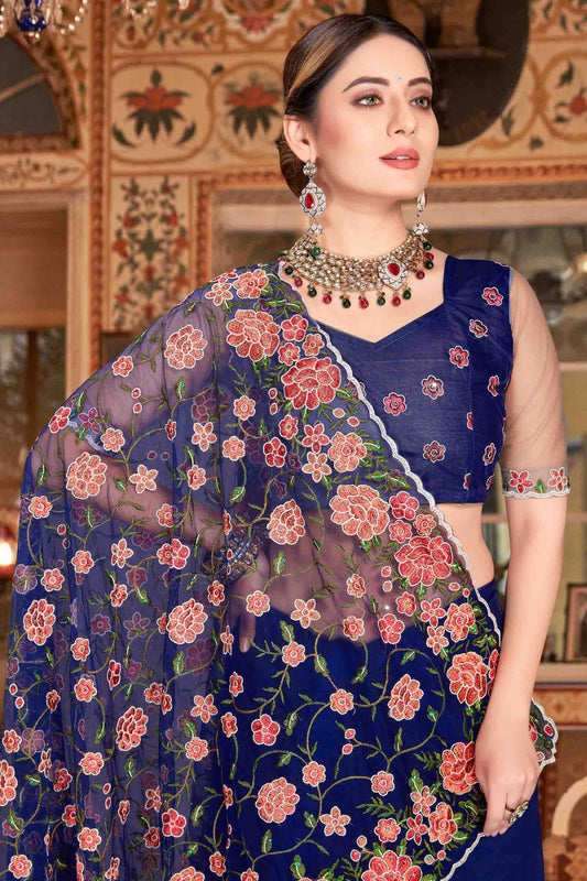 Navy Blue Net Designer Saree NCSD10910727