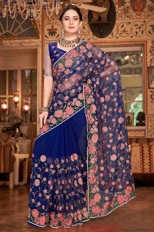 Navy Blue Net Designer Saree NCSD10910727