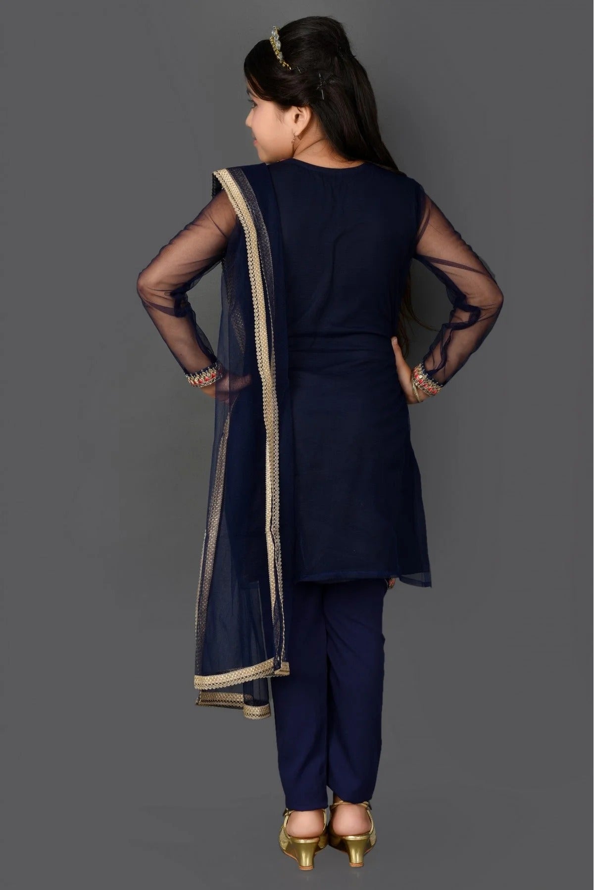 Navy Blue Net Embroidery Salwar SuitSet  NCGW10710801