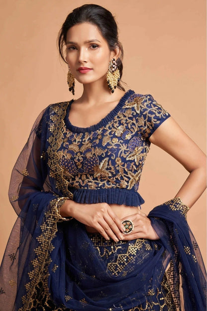 Navy Blue Net Lehenga Choli NCLC10110353