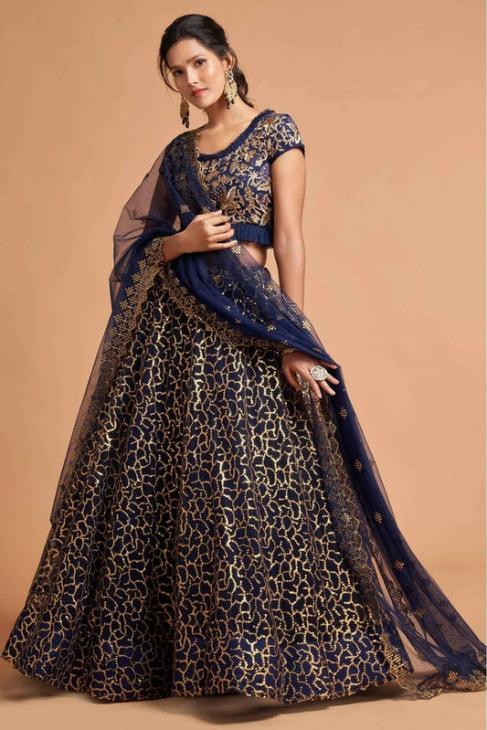 Navy Blue Net Lehenga Choli NCLC10110353