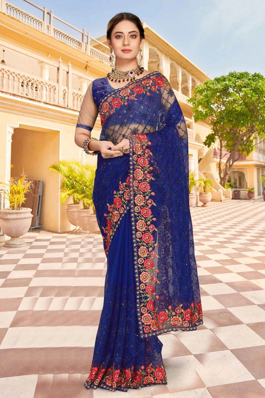Navy Blue Net Saree NCSD10910426