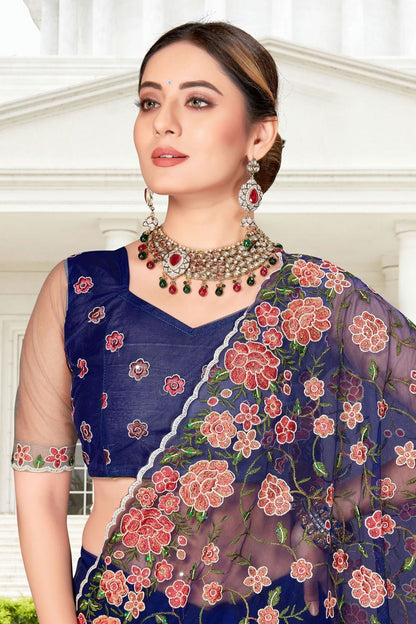Navy Blue Net Saree NCSD10910431