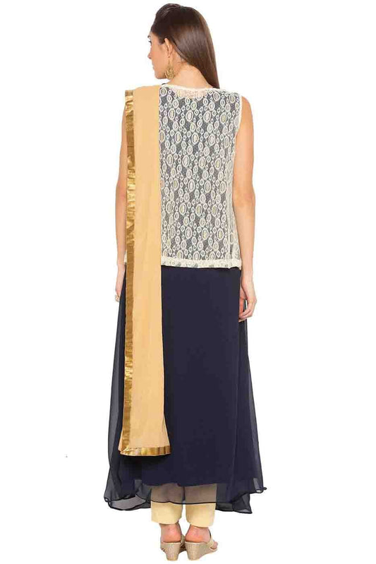 Navy Blue Plus Size Georgette Embroidery Anarkali Suit NCSS10710547