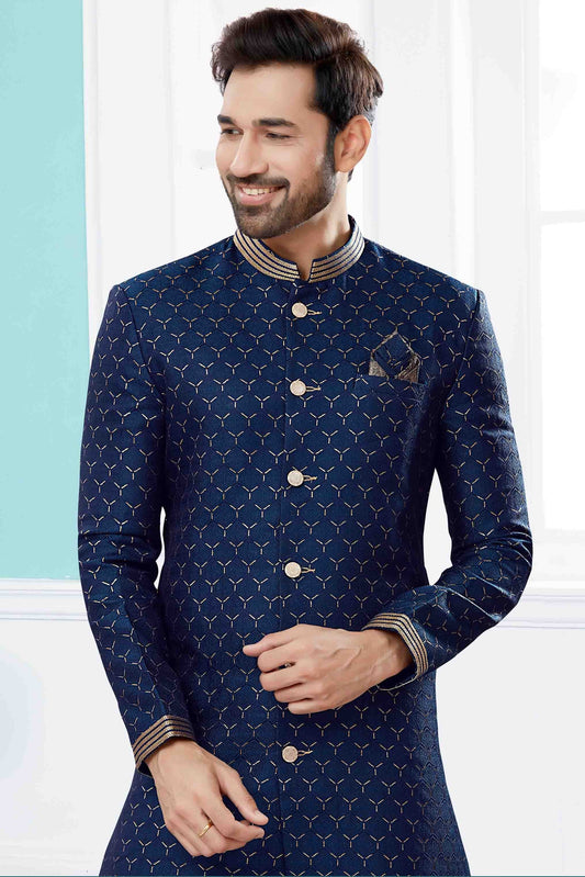Navy Blue SherwaniIn Jacquard  NCSH10410510