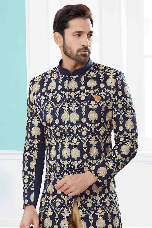Navy Blue SherwaniIn Velvet  NCSH10410514