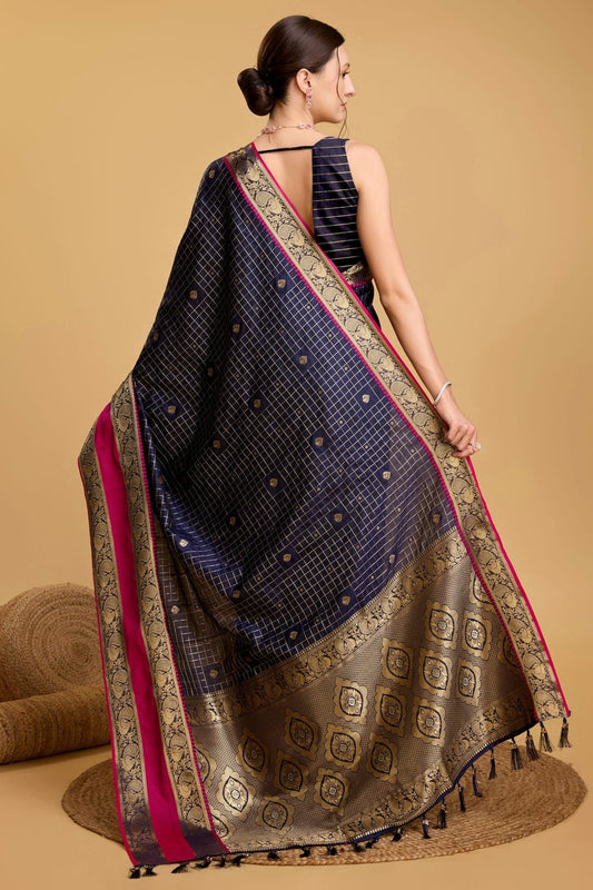 Navy Blue Silk Saree NCSD11112561