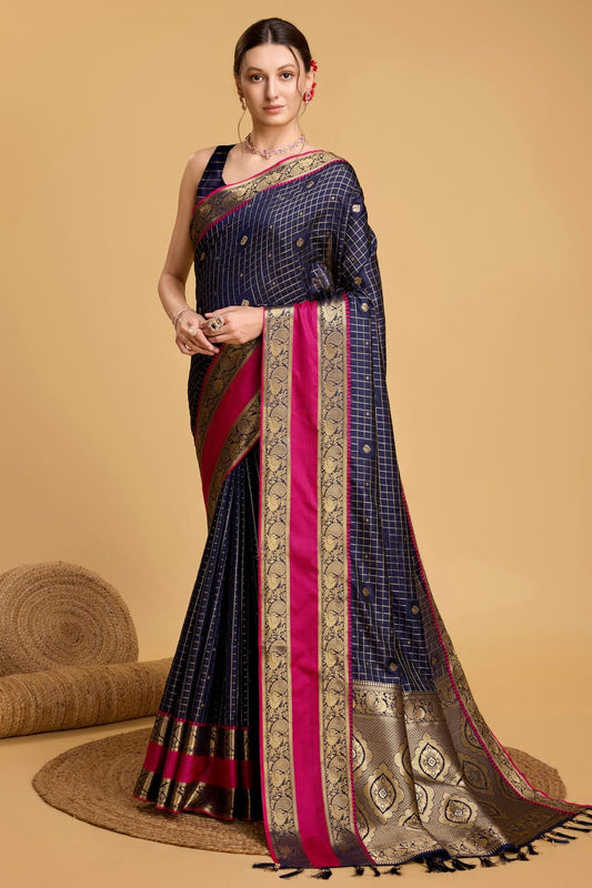 Navy Blue Silk Saree NCSD11112561