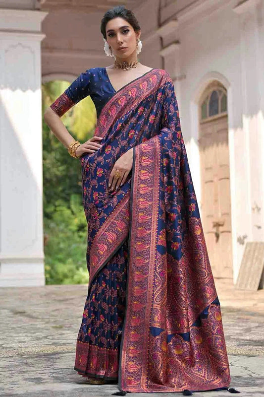 Navy Blue Silk Traditional Saree NCSD12610137