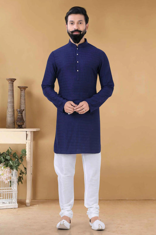 Navy Blue Soft Cotton Kurta Pajama NCKP11310164
