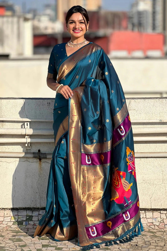 Navy Blue Soft Silk Paithani Saree NCSD11111469