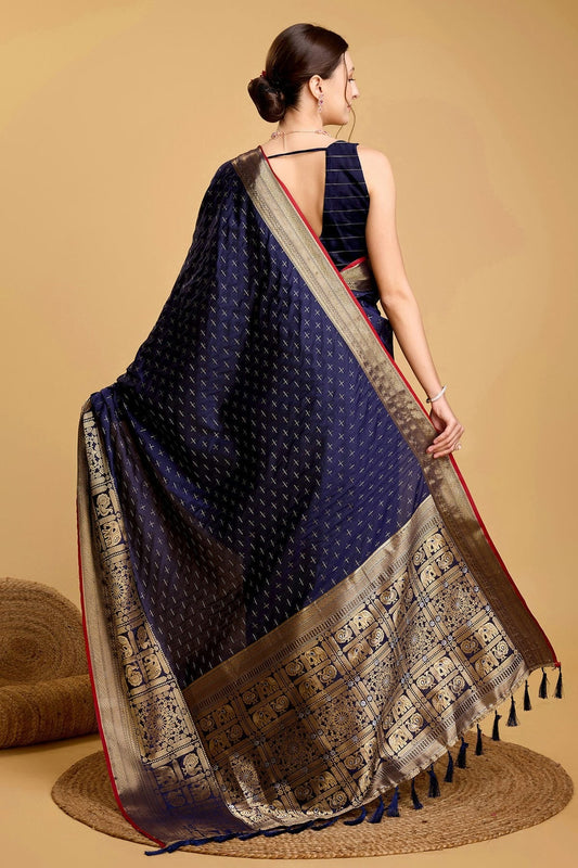 Navy Blue Soft Silk Saree NCSD11112560