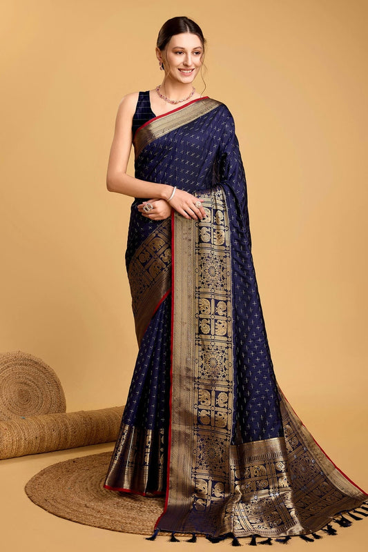 Navy Blue Soft Silk Saree NCSD11112560