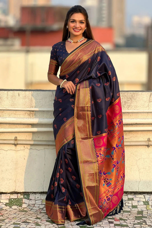 Navy Blue Soft Silk Traditional Saree NCSD11111868