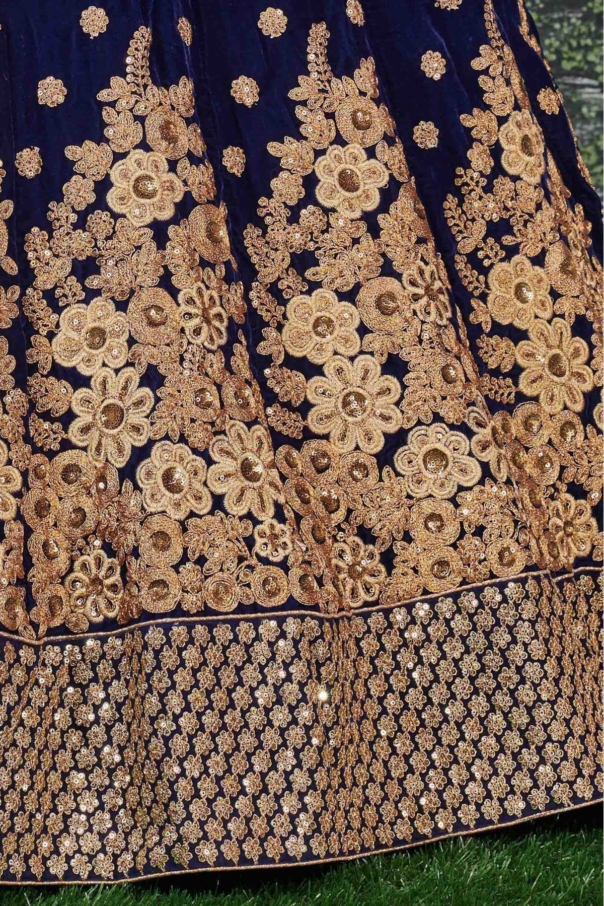 Navy Blue Velvet Lehenga Choli NCLC10110287