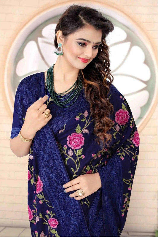 Navy Blue Vichitra Silk Designer Saree NCSD11210761