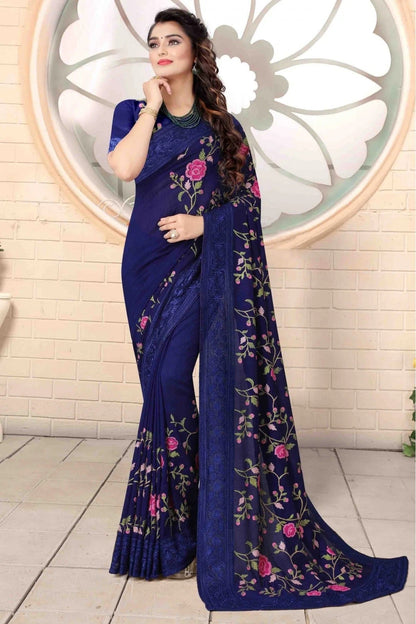 Navy Blue Vichitra Silk Designer Saree NCSD11210761