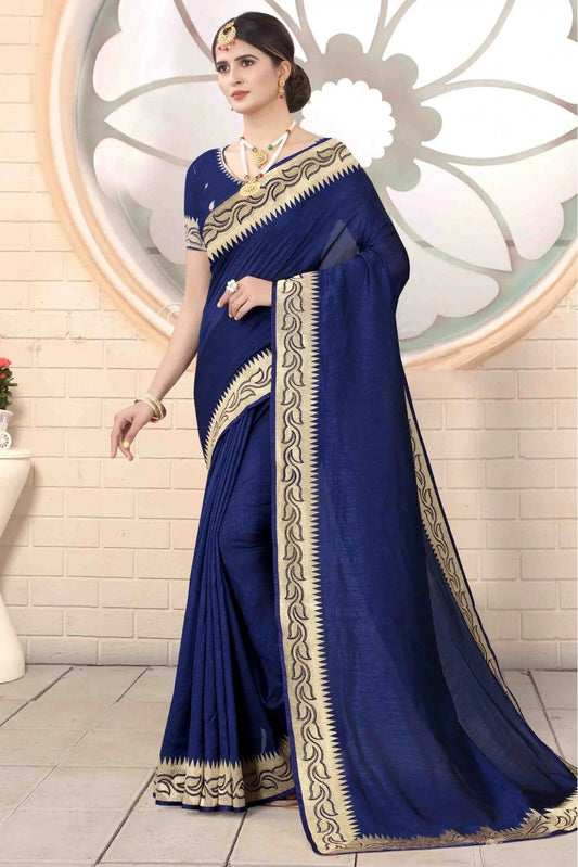 Navy Blue Vichitra Silk Designer Saree NCSD11210772