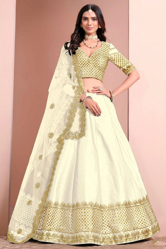 Off White Art Silk Lehenga Choli NCLC10510140