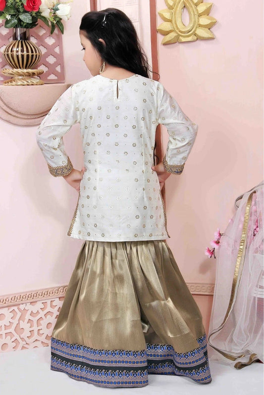 Off White Chanderi Silk Party Wear Sharara Suit NCGW10710772