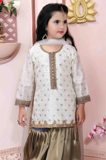 Off White Chanderi Silk Party Wear Sharara Suit NCGW10710772
