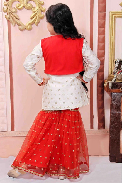 Off White Chanderi Silk Party Wear Sharara Suit NCGW10710804