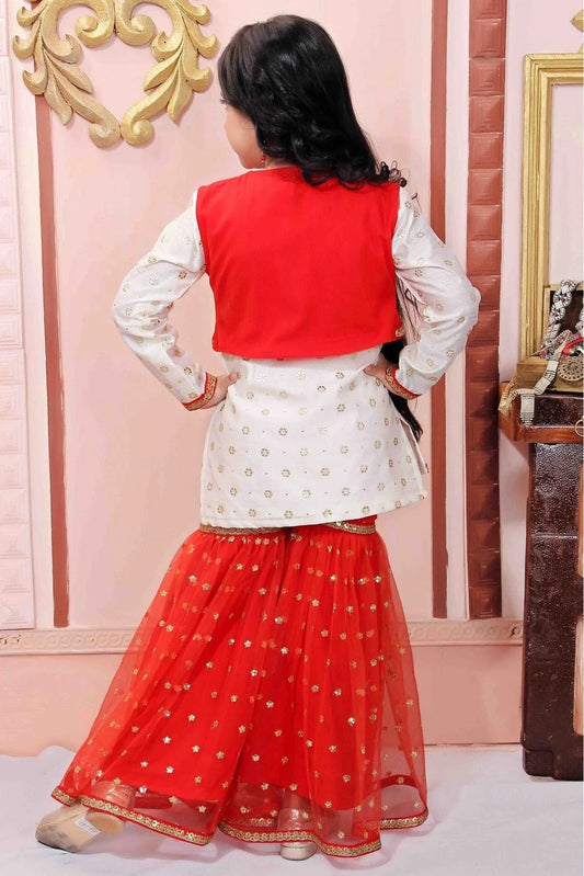 Off White Chanderi Silk Party Wear Sharara Suit NCGW10710804
