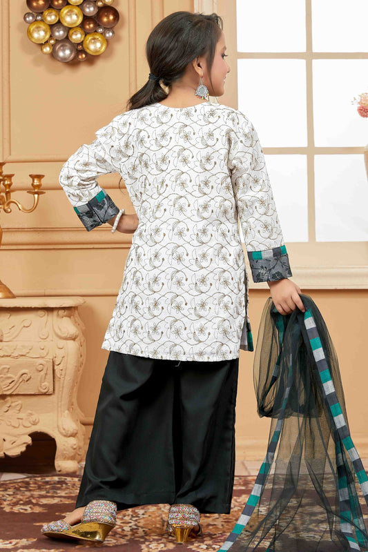 Off White Cotton Palazzo Pant Suit NCGW10710815