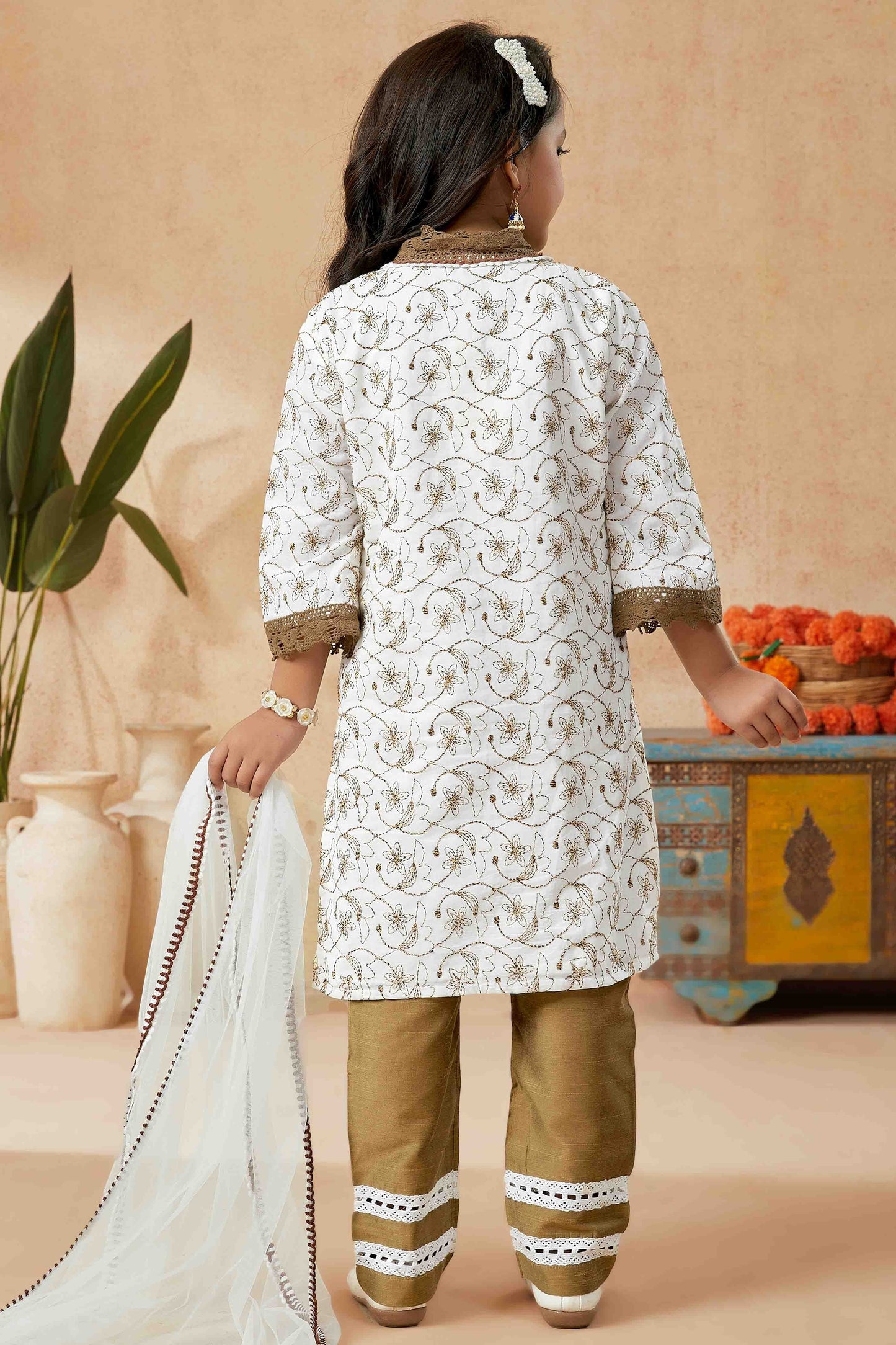 Off White Cotton Pant Style Suit NCGW10710852