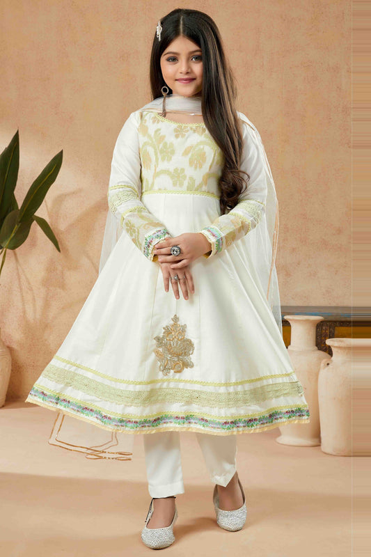 Off White Cotton Silk Pant Style Suit NCGW10710853