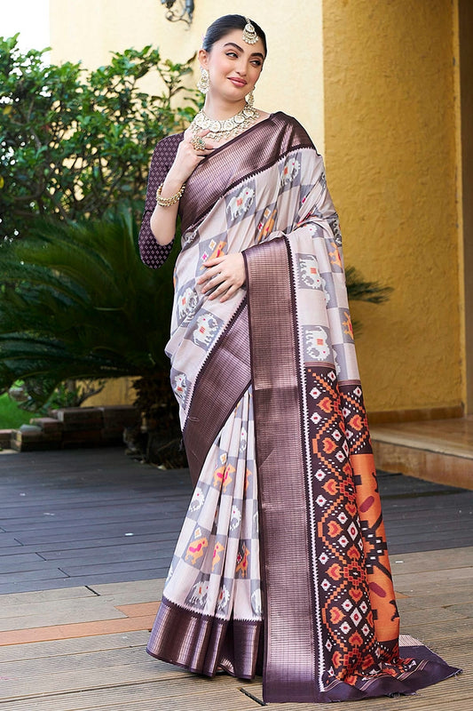 Off White Crepe Traditional Saree NCSD11111657