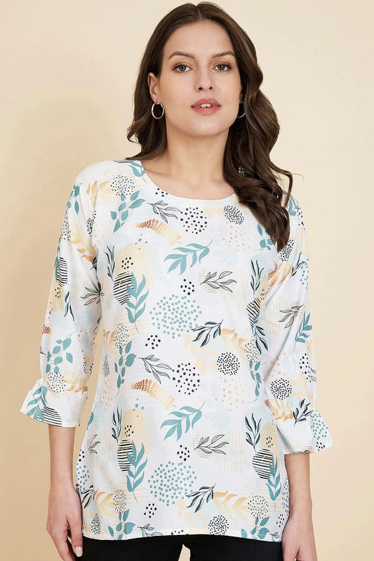 Off White Crush Crepe Readymade Top  NCTP11112269