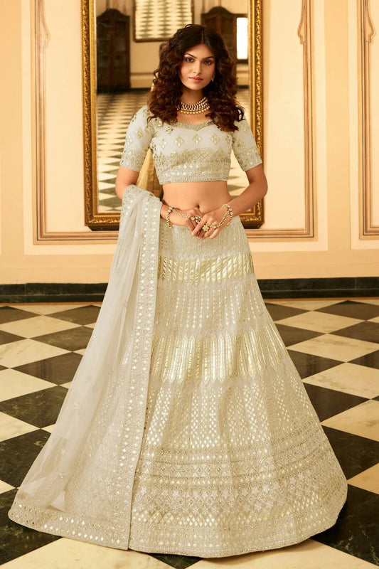 Off White Embroidery Organza Lehenga Choli NCLD10810249