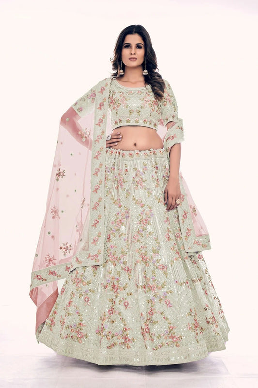 Off White Embroidery Soft Net Lehenga Choli NCLD10810282