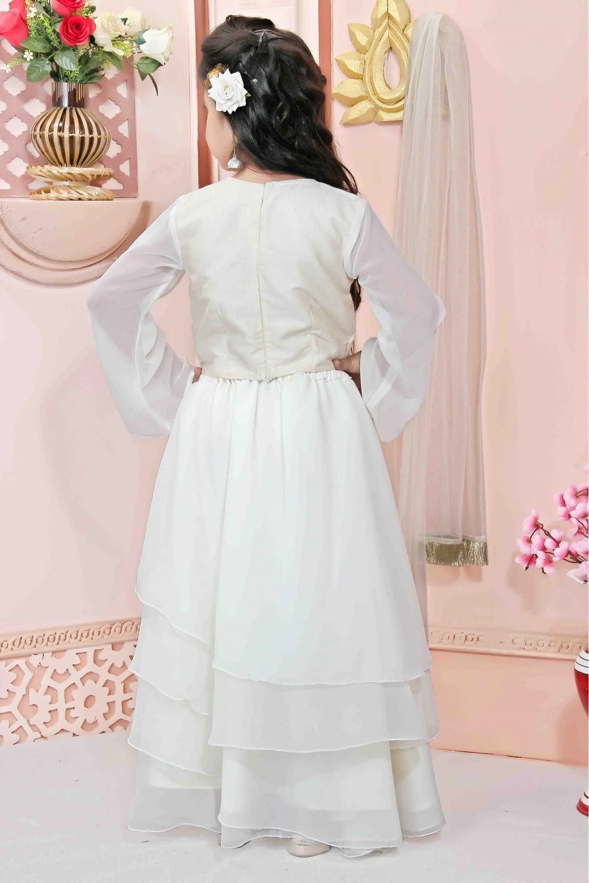 Off White Faux Georgette Party Wear Lehenga Choli NCGW10710763