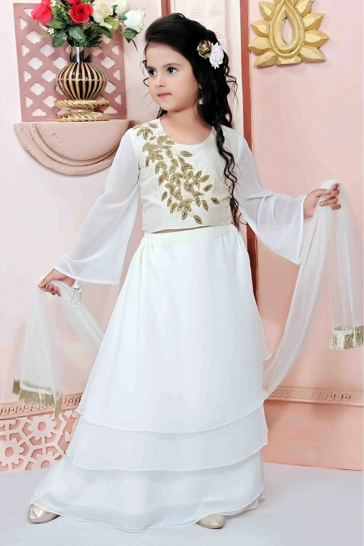 Off White Faux Georgette Party Wear Lehenga Choli NCGW10710763