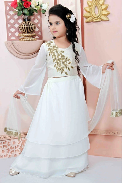 Off White Faux Georgette Party Wear Lehenga Choli NCGW10710763
