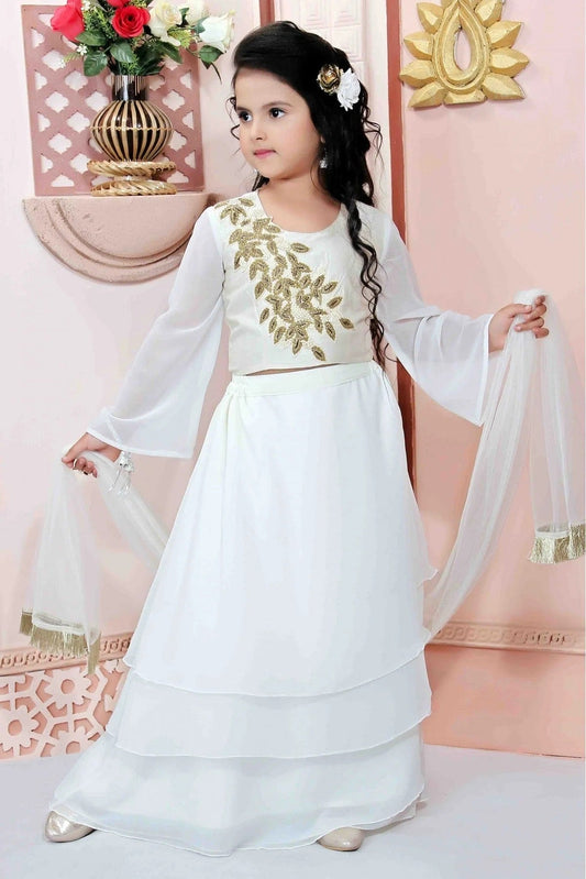 Off White Faux Georgette Party Wear Lehenga Choli NCGW10710763