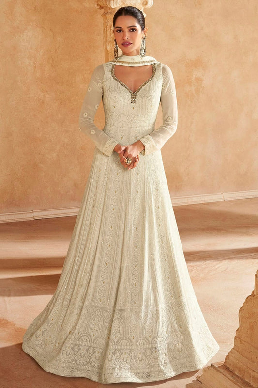 Off White Georgette Anarkali Suit NCSM11410392